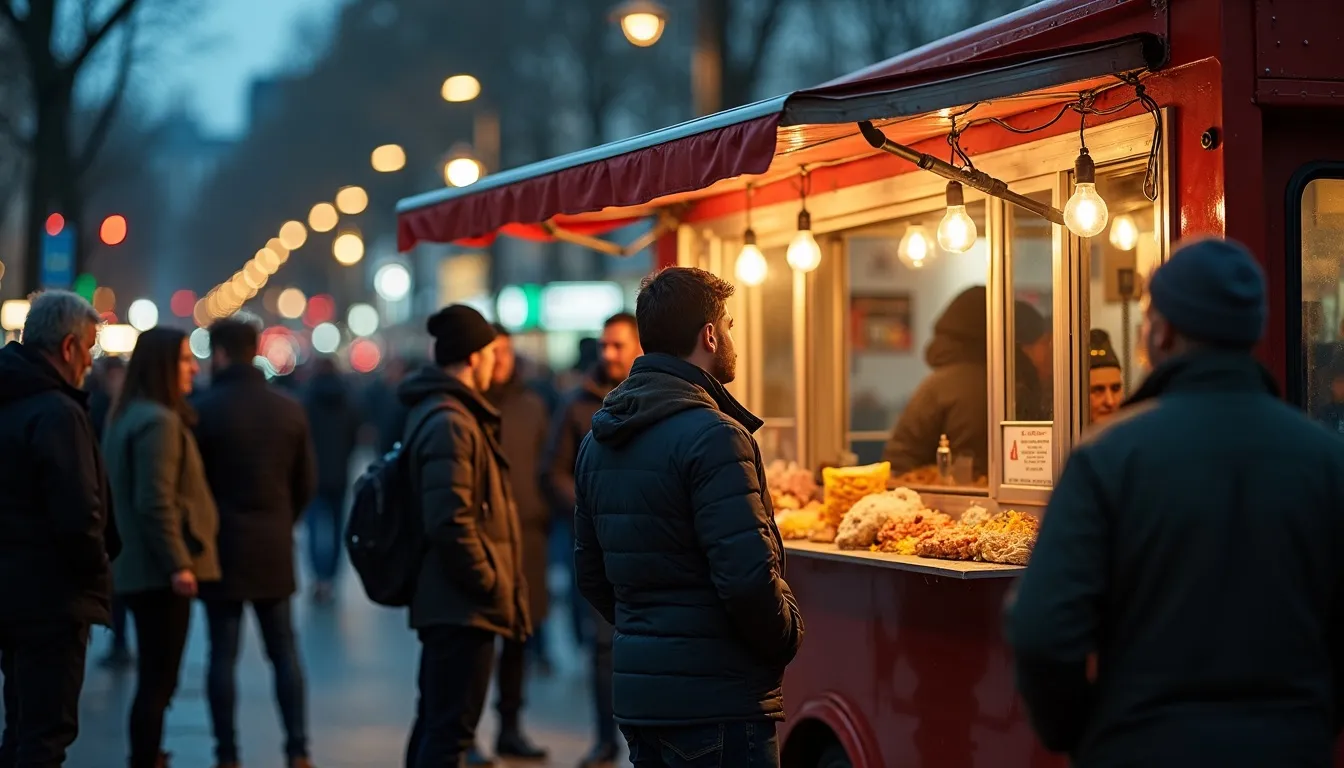 Un food truck prend les commandes pendant un festival bondé