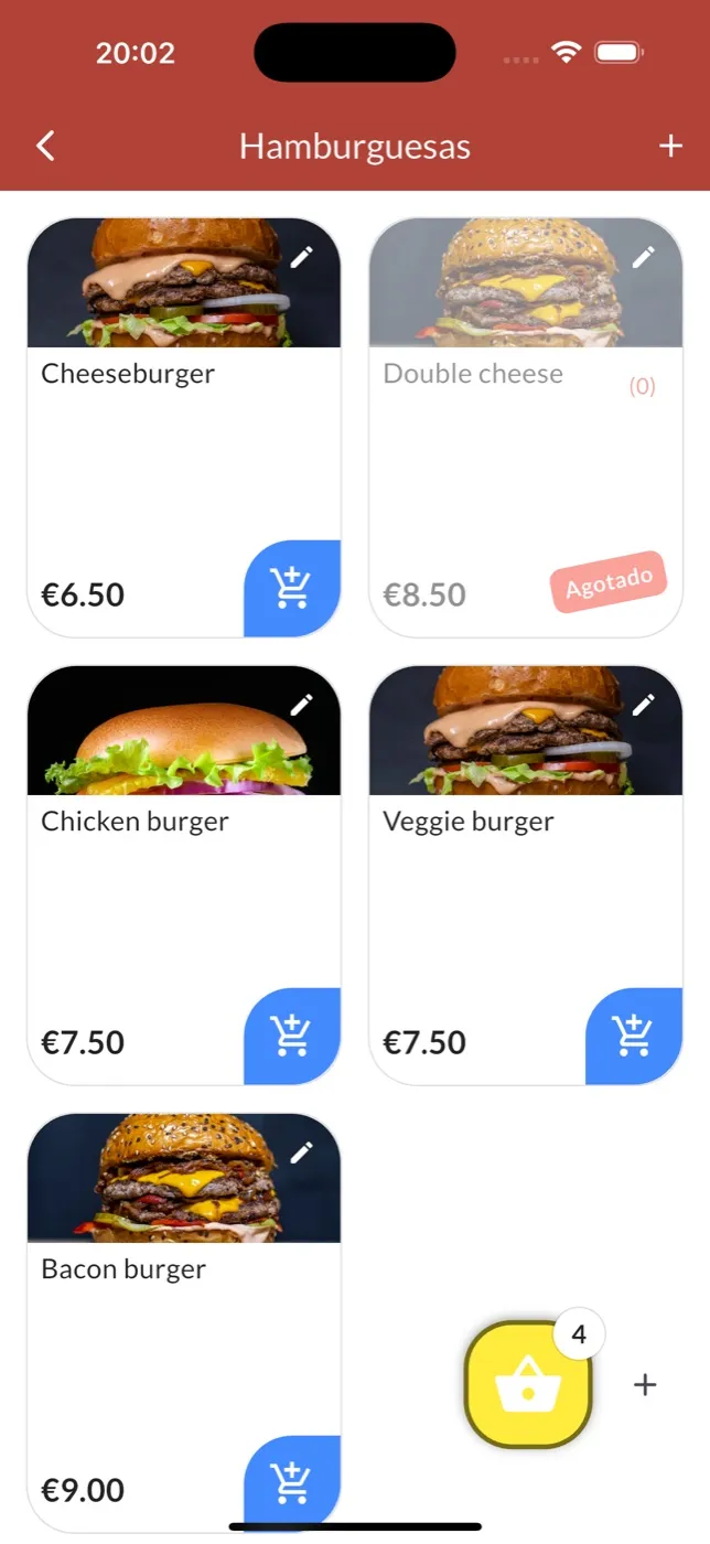 Los productos de una categoría en la app para iPhone